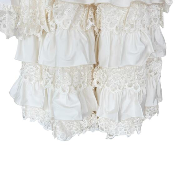 Vintage Victorian Puff Sleeve Tiered Lace Wedding Dress Sz XS - Picture 6 of 9